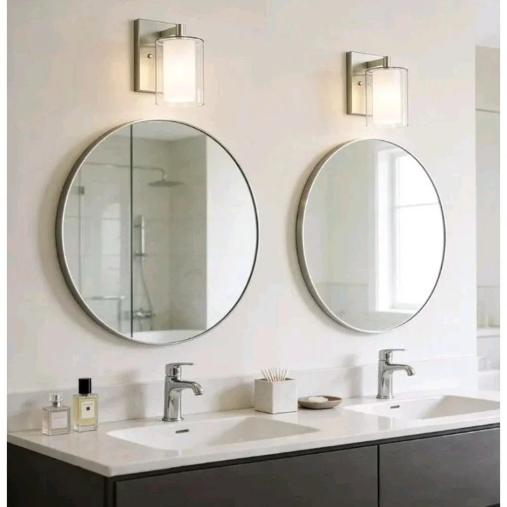 Sconces,Wall Sconces, 2‎ Modern Vanity Lights wi Double Clear Glass Shade